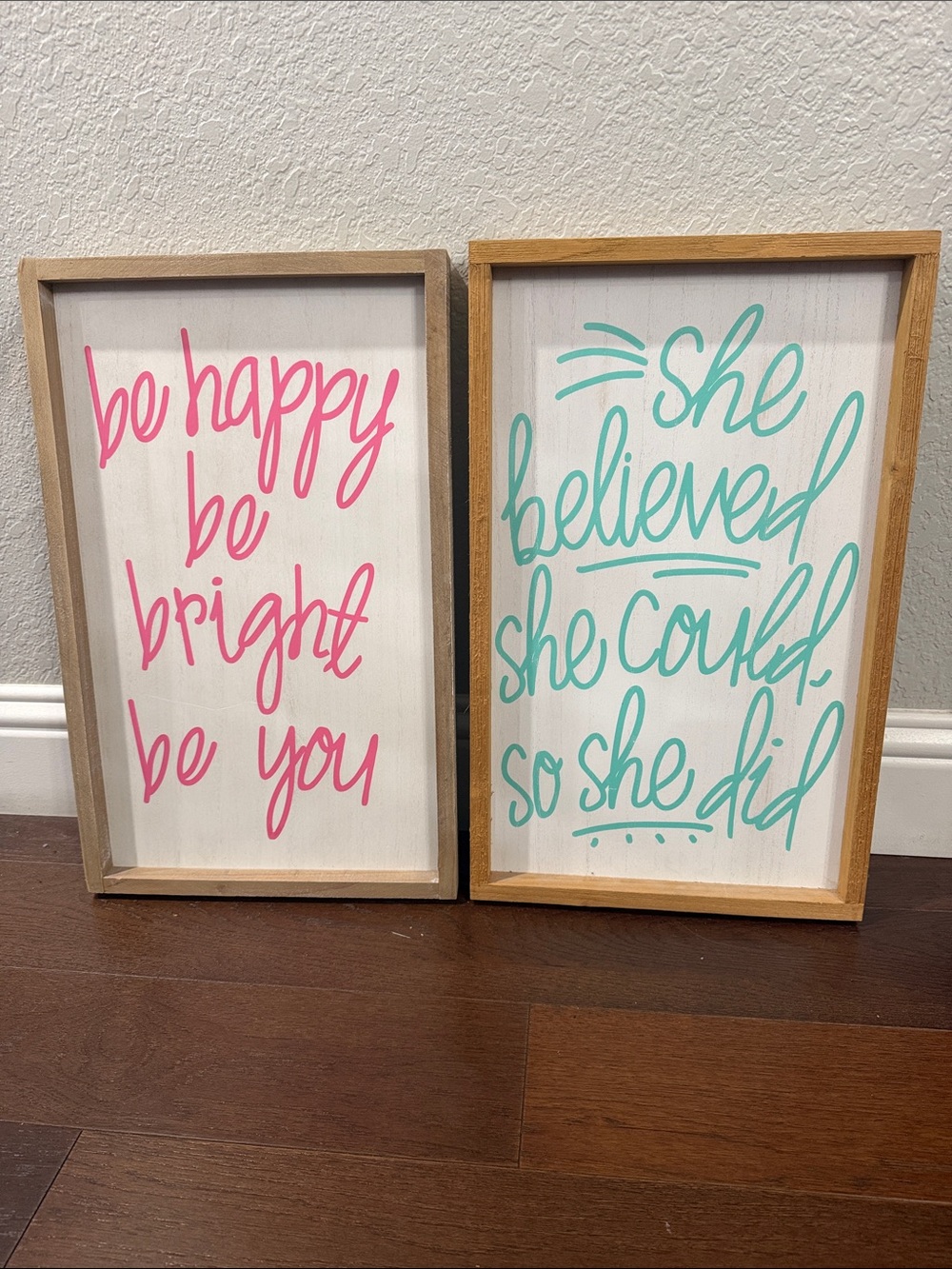 Inspirational Wall Art Set - Pink & Teal Script Signs